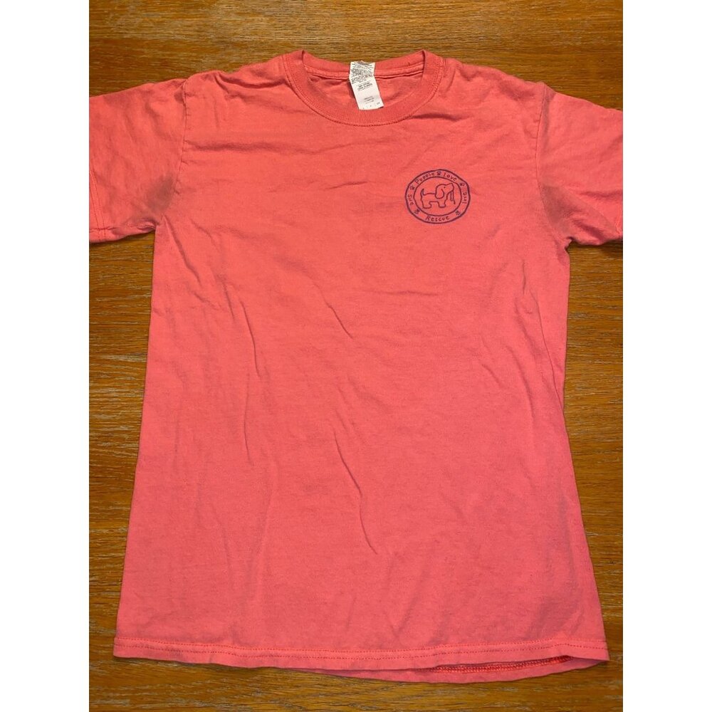 Puppie Love Rescue Pink Graphic T-Shirt With Adorable Dog Print Small 100% Cotto